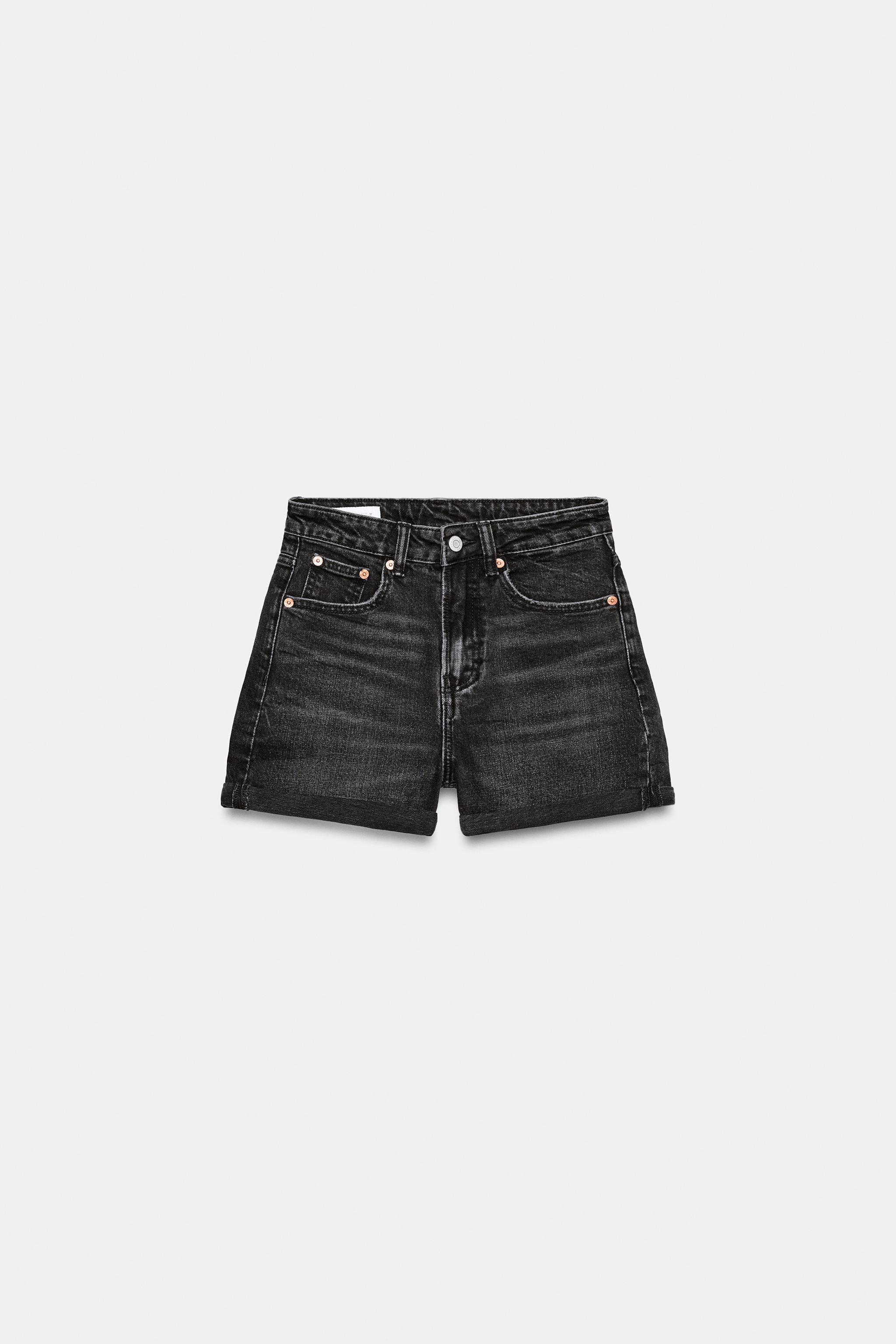 BERMUDA EN DENIM TRF MOM FIT TAILLE HAUTE
